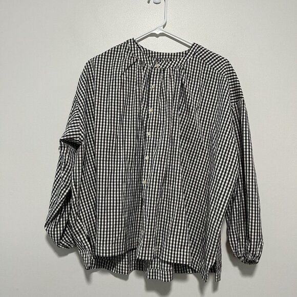 Pehr Black Gingham Women's Organic Cotton Blouse Size XS/S - Picture 3 of 9